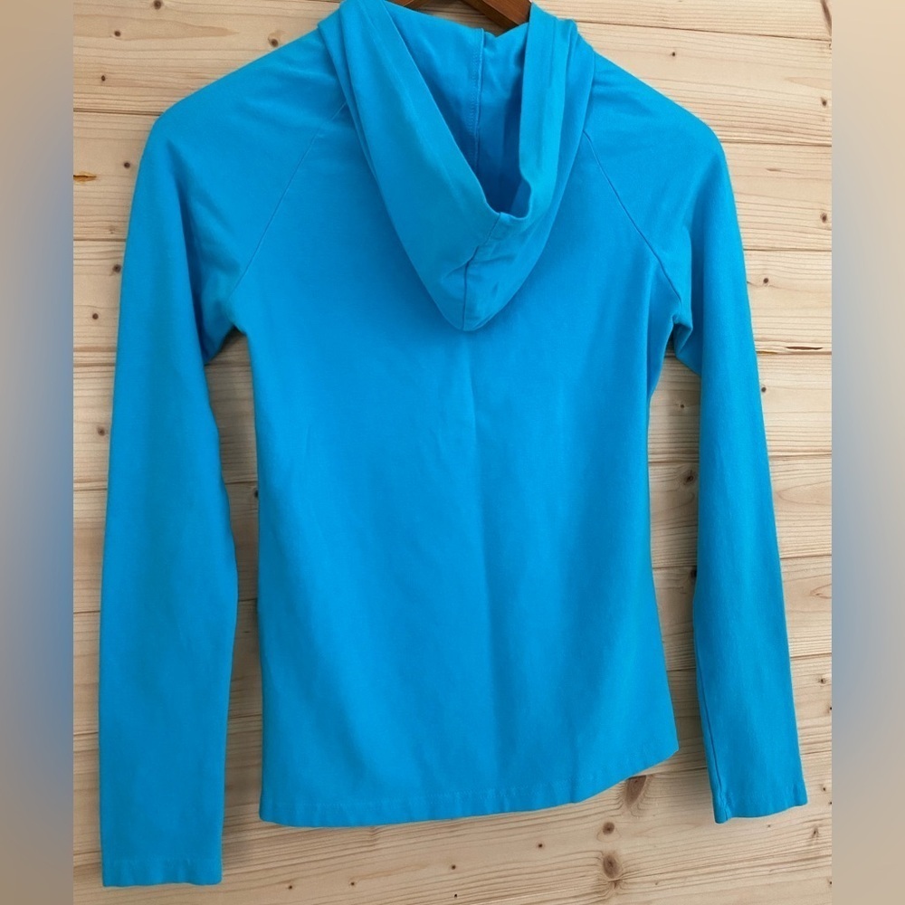 BELLA Women’s Small Turquoise Zip Soft Stylish Logo Sweatshirt Hooded Hoodie - Picture 4 of 11